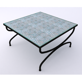 Mosaic House Moroccan tile Dauphine 4x4 Green Table_C  solid hand painted 